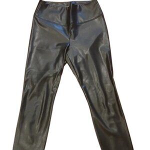 🔥WHBM Runway Leggings Women's Size 10 Black Faux Leather Skinny Slim Stretch